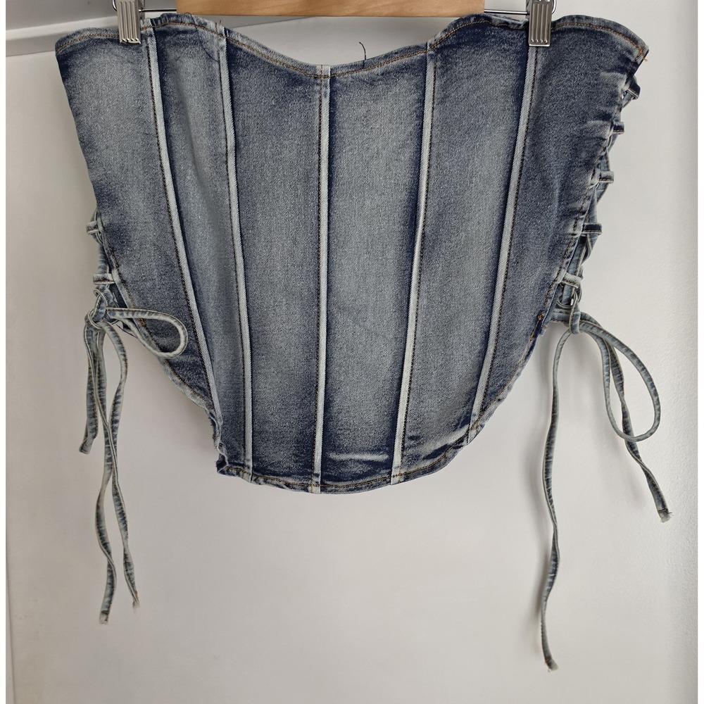 NWT Daisy Denim Corset Top - Plus Size 3X - Lace-Up Sides - Y2K